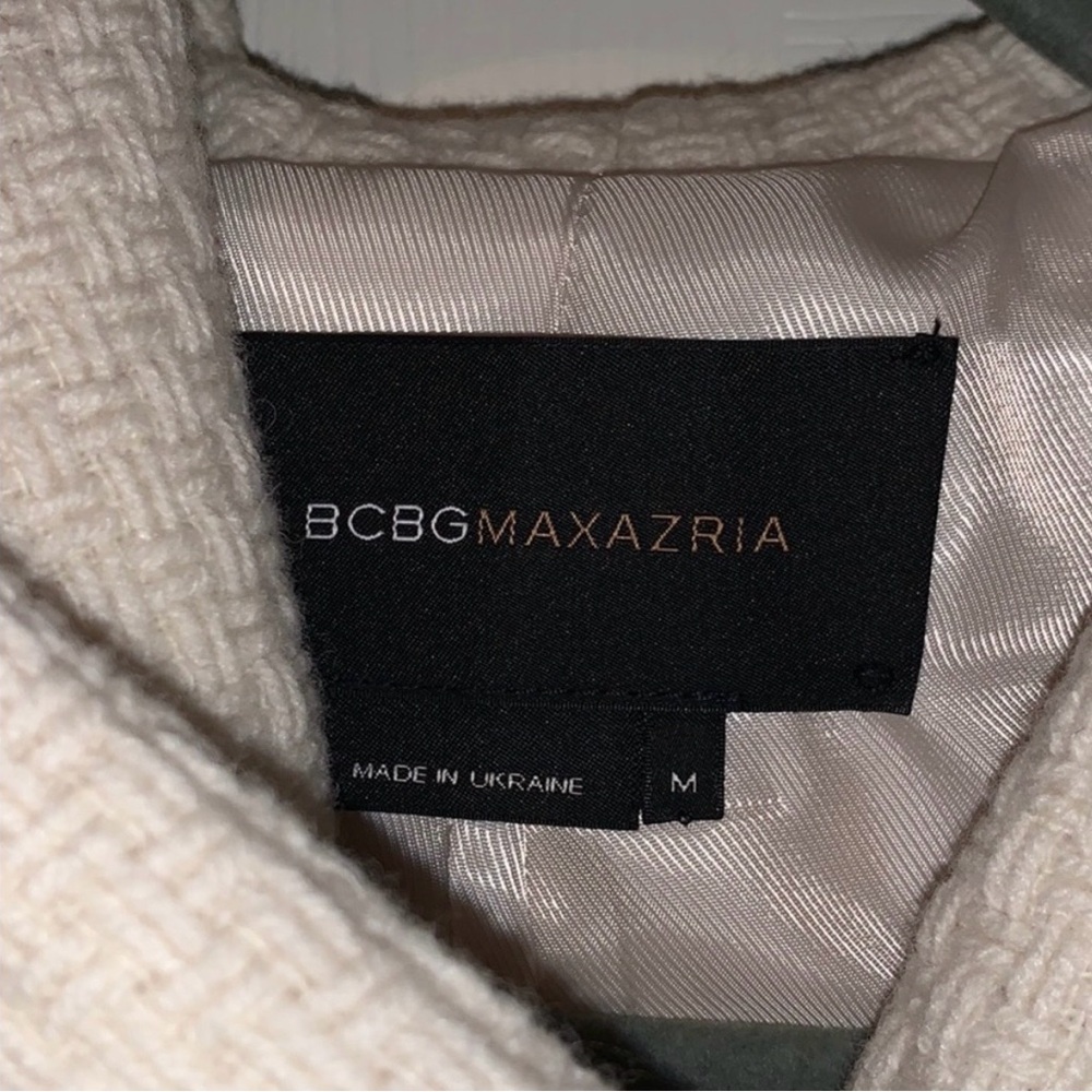 BCBGMaxAzria Cream Wool Hooded Tie-Waist Jacket - Picture 3 of 6